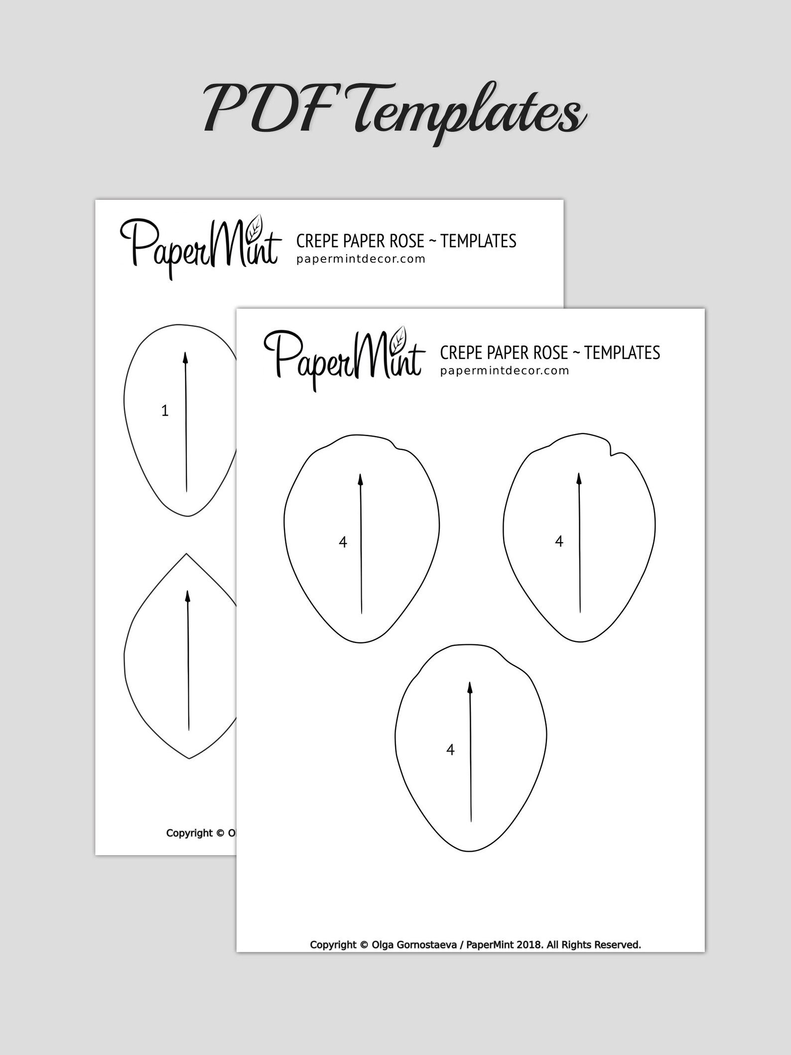 Crepe Paper Rose Video Tutorial & PDF Templates Crepe Paper Etsy