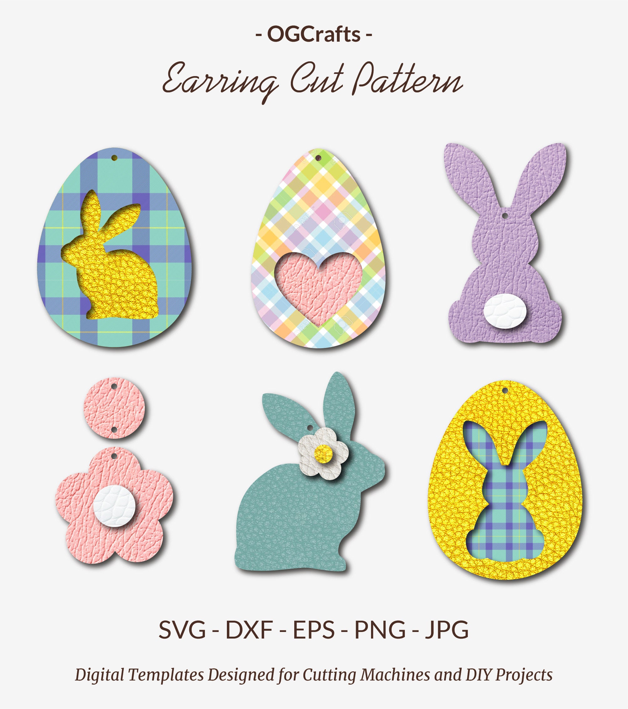 Easter Bunny Earring SVG Faux Leather Earrings Easter SVG | Etsy