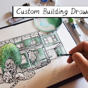 Desenho de construção personalizado - Home | Arquitetura | Primeiro aniversário de casamento | Presente para esposa | Presente para casal | Presente para marido | Nova casa