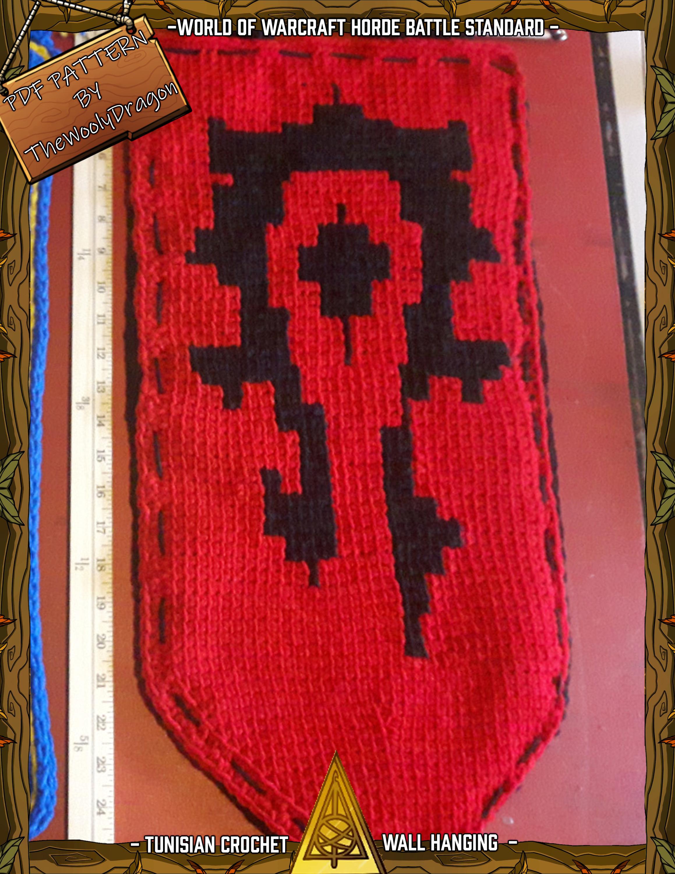 Horde World of Warcraft Wall Hanging - Tunisian Crochet PDF