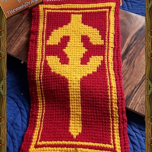 Scarlet Crusade World of Warcraft Wall Hanging - Tunisian Crochet PDF Pattern