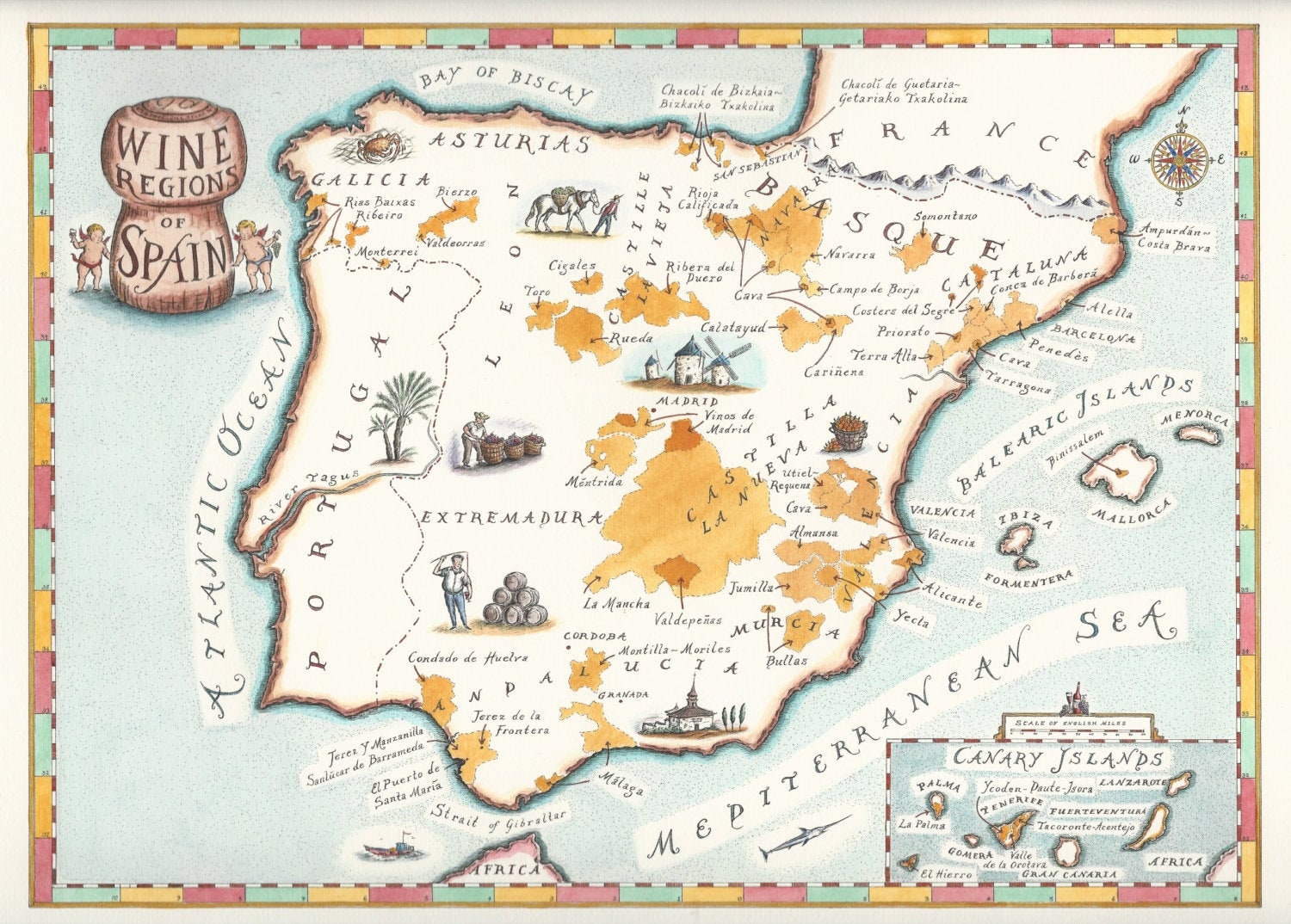 Wine Regions of Spain Limited Edition Giclee by Gillian Tyler Etsy