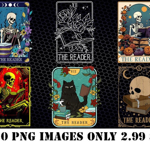 Reader Tarot Card Png, The reader tarot card Png, Skeleton reading Png, The reader Png, Book lover Png, Reading Png