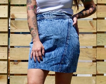 26 inch Vintage 80's High-Waist Denim Skirt
