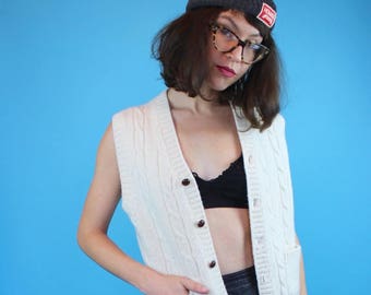 Vintage Wool Button-Up Sweater Vest