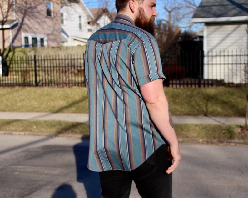 80s Vintage Stripe Button Down Shirt