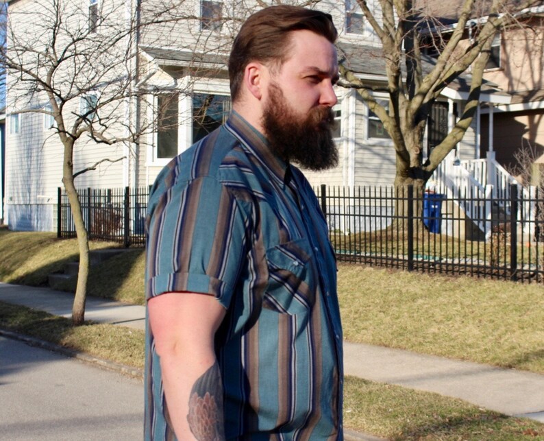 80s Vintage Stripe Button Down Shirt
