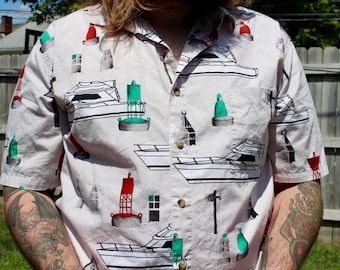 80's Vintage Graphic Button-Down | Vintage Men's Graphic Shirt | Size XL