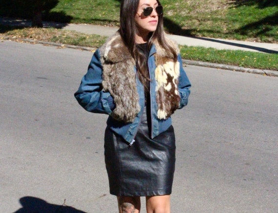 70's Vintage Fur Bomber Jacket