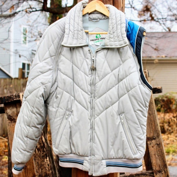 Unisex 70s Vintage Puffer Vest Converts to Jacket… - image 1