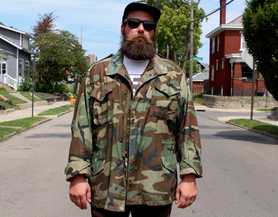Vintage Lined Camo Army Field Jacket | Medium Arm… - image 3
