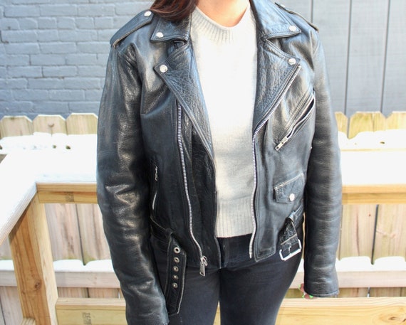 Small Women's Leather Motorcycle Jacket | Vintage… - image 5