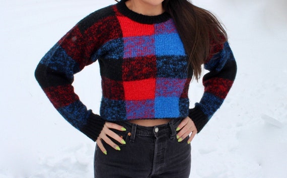 80s Vintage Cropped Wool Sweater | Small Vintage … - image 1