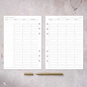 Weekly Schedule Bundle – A5 Printable Planner Insert | Hourly Week on Two Pages | Minimalist Weekly Layout (Marked for 2026)