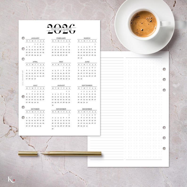 2026 Calendar With Notes – A5 Printable Planner Insert | Monthly ...