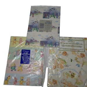 VTG Gift Wrapping Paper Baby Shower Lot of 3 Packs Animals, Humpty Dumpty USA