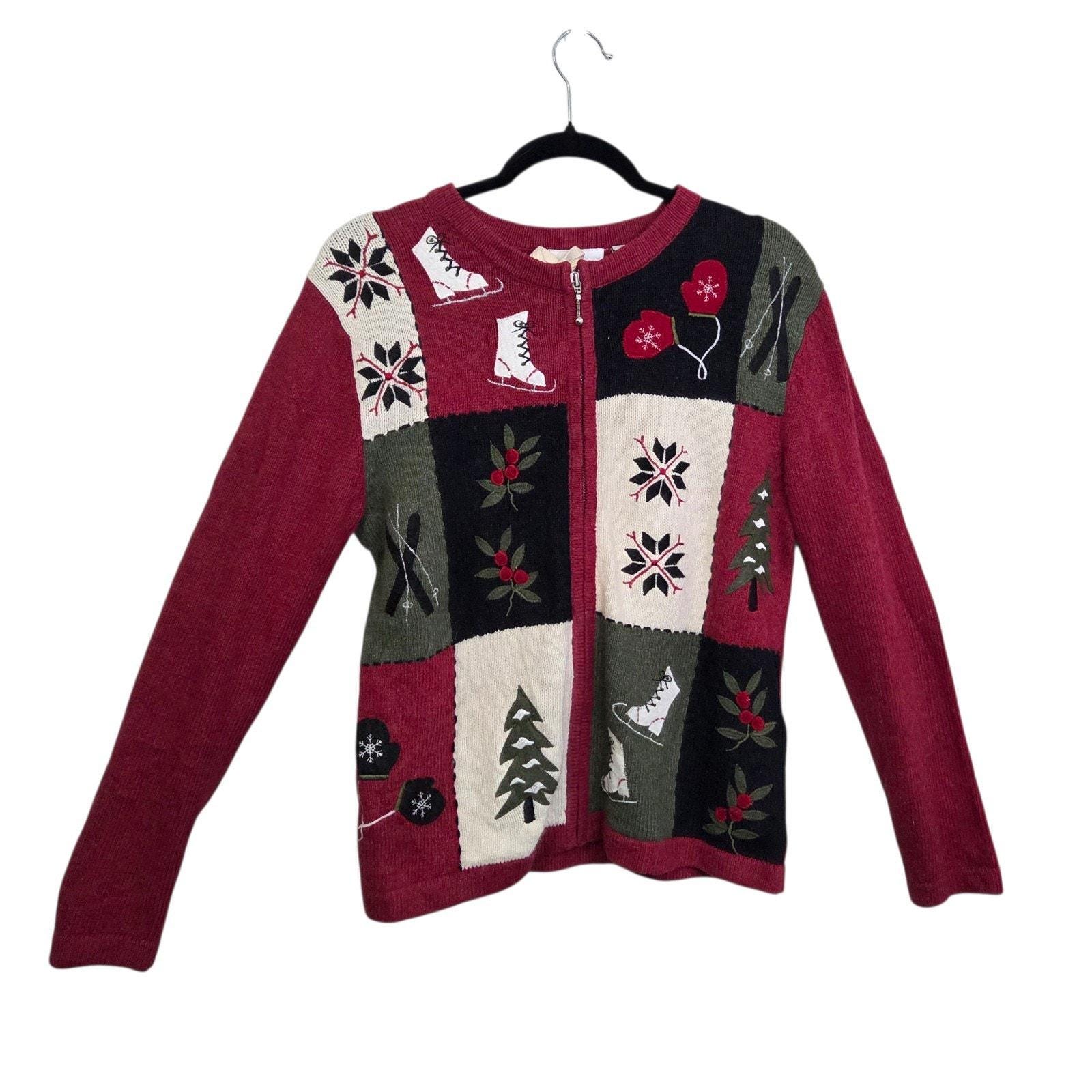 Cardigan Vintage Croft & Barrel - Motif Bonhomme De Neige Et Cœurs - Taille S - Très Bon état