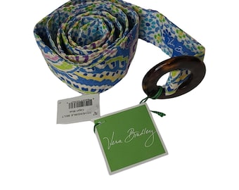 Vera Bradley Women's Reversible Belt in Capri Blue Retired 44" Belt New w Tag