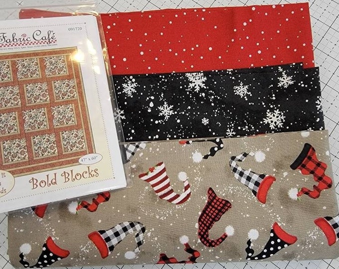 3 Yard Christmas Quilt Kit, Fabric Cafe, Donna Robertson, Bold Blocks