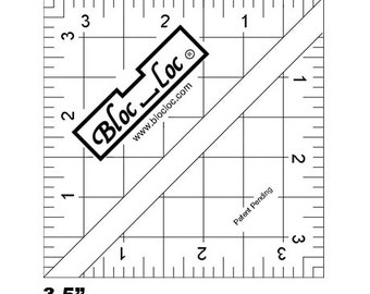 Bloc Loc Half Square Triangle Square Up Ruler 3 1/2"  Finished Size, Quilting Tool, Notion, Best Seller, HSQTRI-HST35