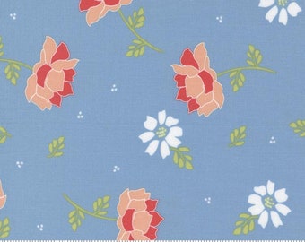 Yardage, Moda Fabrics, EMMA by Sherri & Chelsi, Flourish in Buebell, Floral Fabric, 37630 19