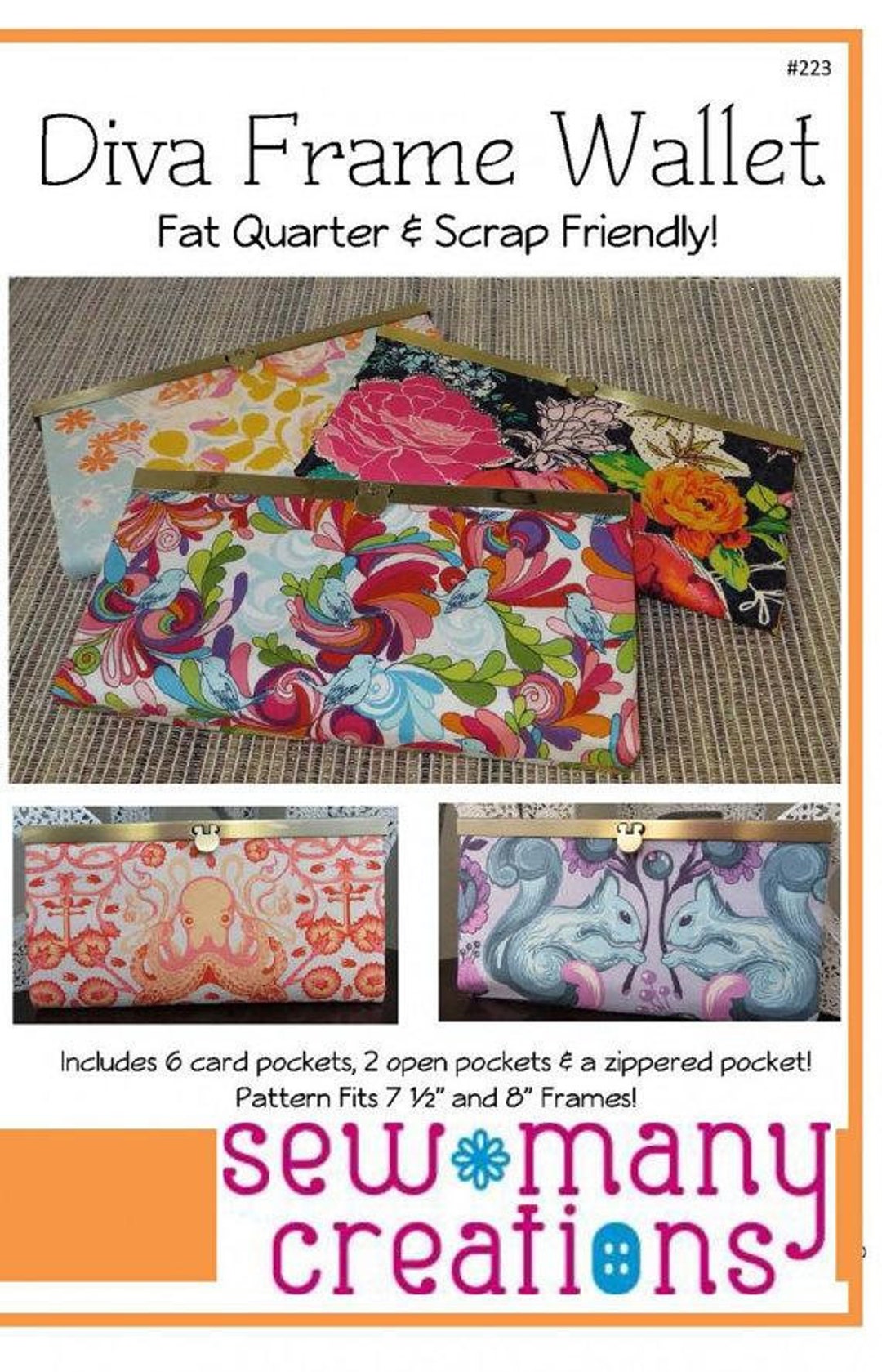 Diva Frame Wallet Sew Many Creations Fat Quarter Friendly - Etsy
