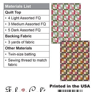 Fabric Cafe Fat Quarter Quilt Pattern, Fat Quarter 4 Patch, Lap Quilt, Donna Robertson, 090937 image 2