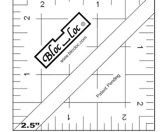 Bloc Loc Half Square Triangle Square Up Ruler 2 1/2"  Finished Size, Quilting Tool, Notion, Best Seller, HSQTRI-HST25