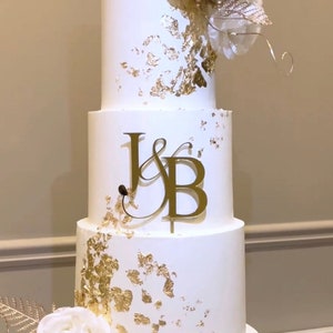 Personalized Monogram Acrylic Wedding Cake Topper with Couples Initials
