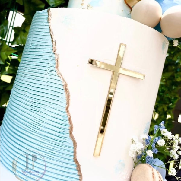 Tall Style Cross Acrylic Cake Charm Many Sizes and Colors Available for Baptism Christening Communion Religion Religious Cake Topper