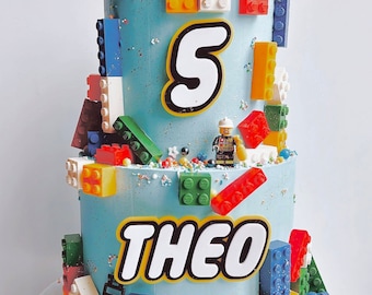 Personalized Name and Age Birthday Cake Topper Set