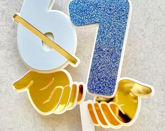 I was 6 now I am 7 Acrylic Cake Topper Customizable Colors Personalizable