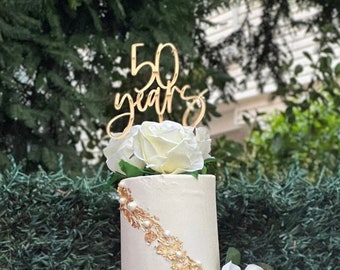 Personalized Years Acrylic Cake Topper Single Layer Any Years Celebration Custom Colors Wedding Birthday Milestone Graduation Promotion