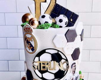 Personalized Soccer Birthday Acrylic Cake Topper Set