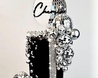 Rush Order: Disco Ball Personalized Name and Age Acrylic Cake Topper Set for Birthday Party Decor