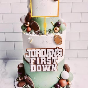 Personalized Football Cake Topper Set, First Down 1st Birthday