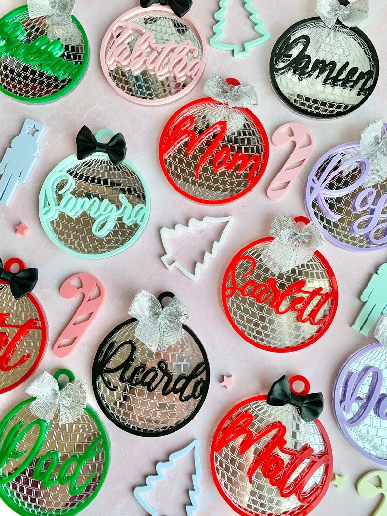 Personalized Acrylic Disco Ball Name Tag Cake Topper Basket Etsy