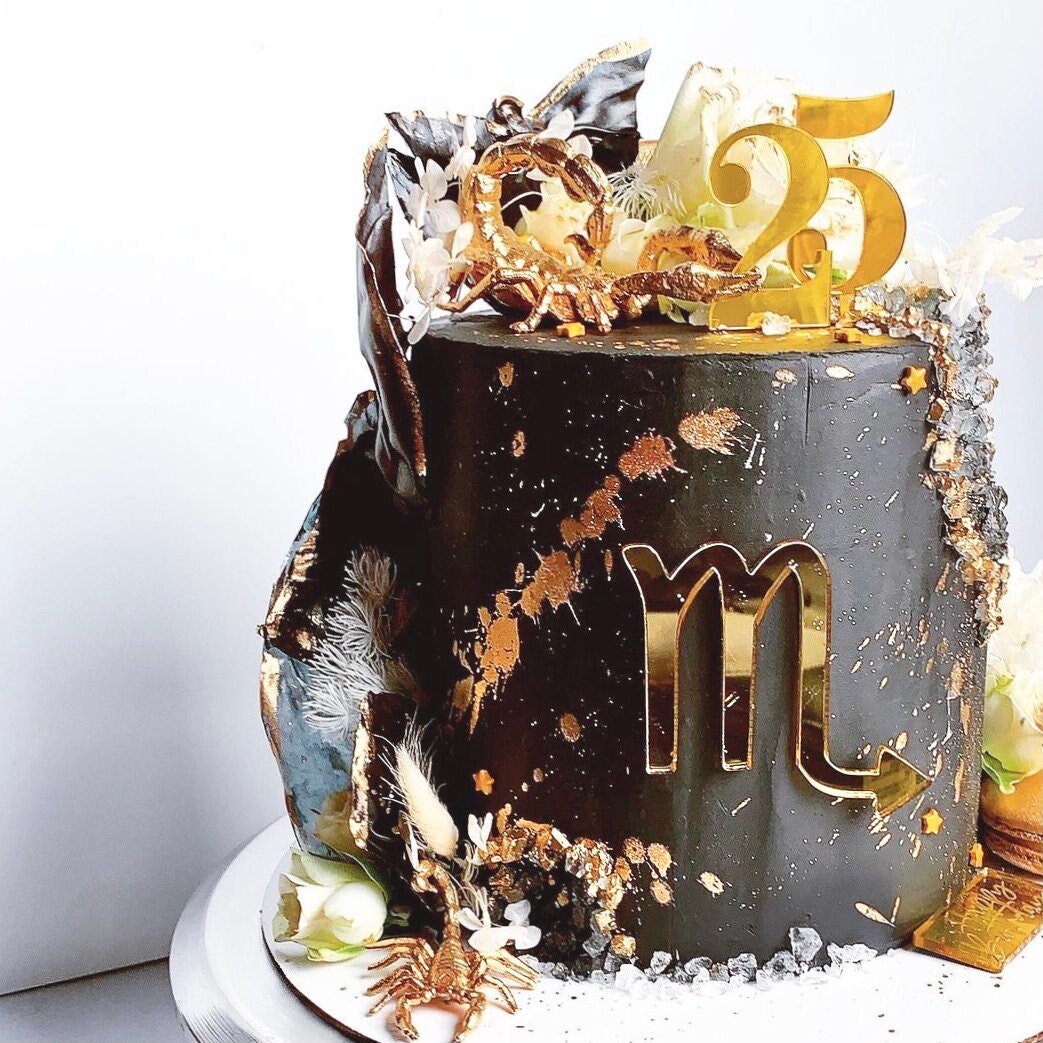 Zodiac Sign Acrylic Cake Charm Cupcake Topper Astrology Symbol Etsy