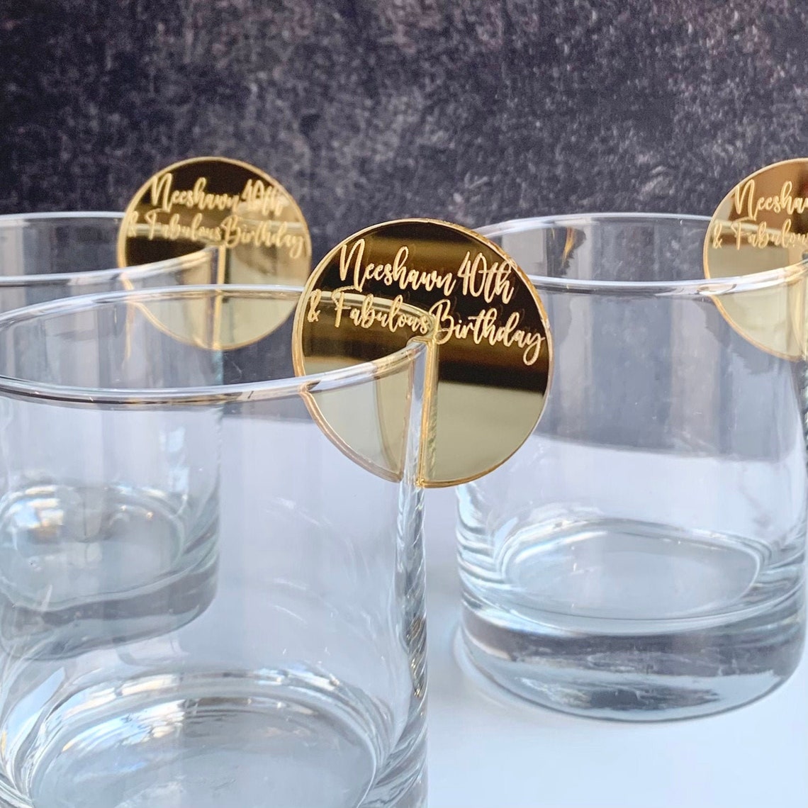 Personalized Acrylic Disc Drink Tag Circle Wine Glasses Name Etsy