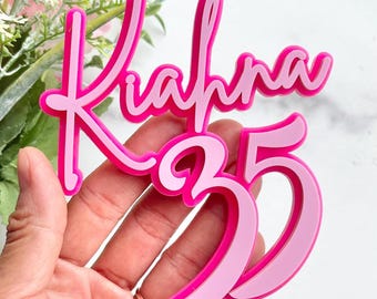 Personalized Acrylic Birthday Cake Topper: Custom Name & Age