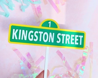 Personalized Name and Age Street Sign Acrylic Cake Topper Baby Kids Toddler Birthday