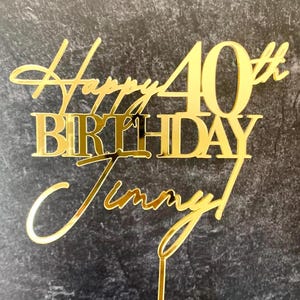 Personalized Acrylic Birthday Cake Topper: Custom Name & Age