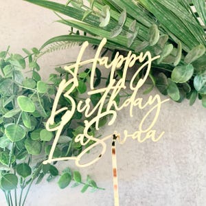 Personalized Happy Birthday Acrylic Cake Topper - Script Font