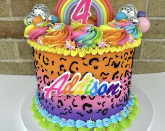 Rainbow Letters Birthday Name and Age Cake Topper Set