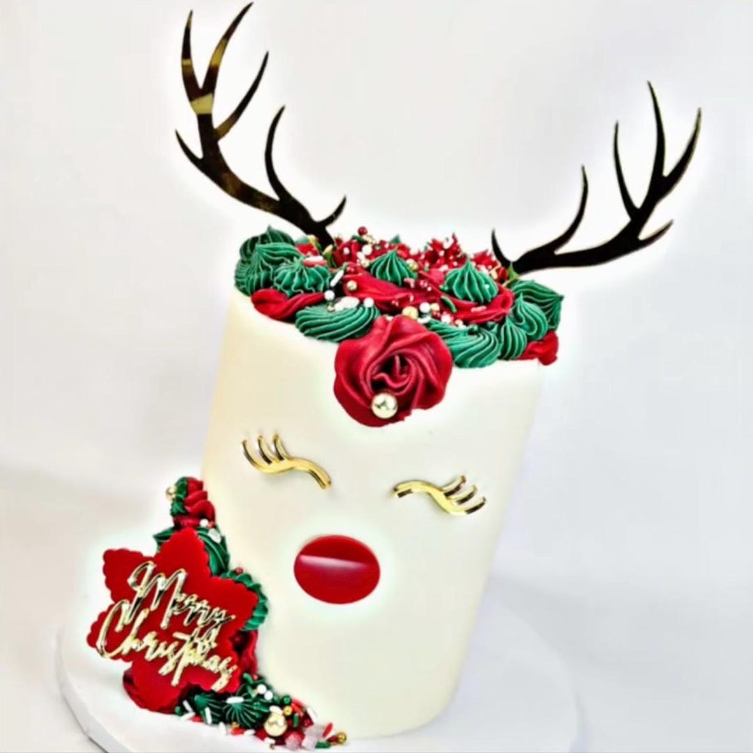 Reindeer Merry Christmas Cake Topper Set Acrylic Christmas Cake ...