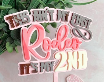 SVG File My Second Rodeo Western Theme Birthday Cake Topper and Boot Charm Set