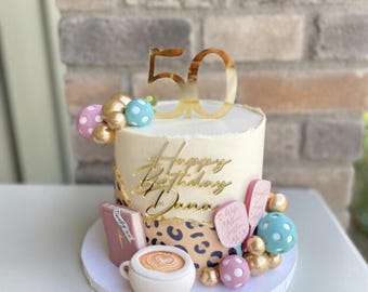 Happy Birthday Personalized Name and Age Acrylic Cake Topper Set