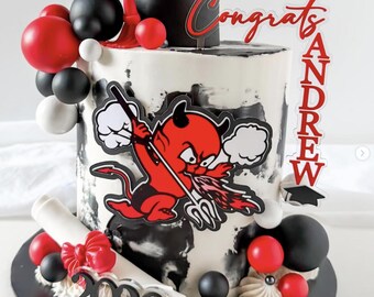 Congrats Name with Year Acrylic Cake Topper Set Customizable Colors Waterfall Style