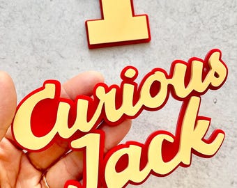 Curious One Personalized Name and Age Cake Topper Set