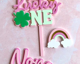 Lucky One Birthday Cake Topper Set in St Patricks Day Theme